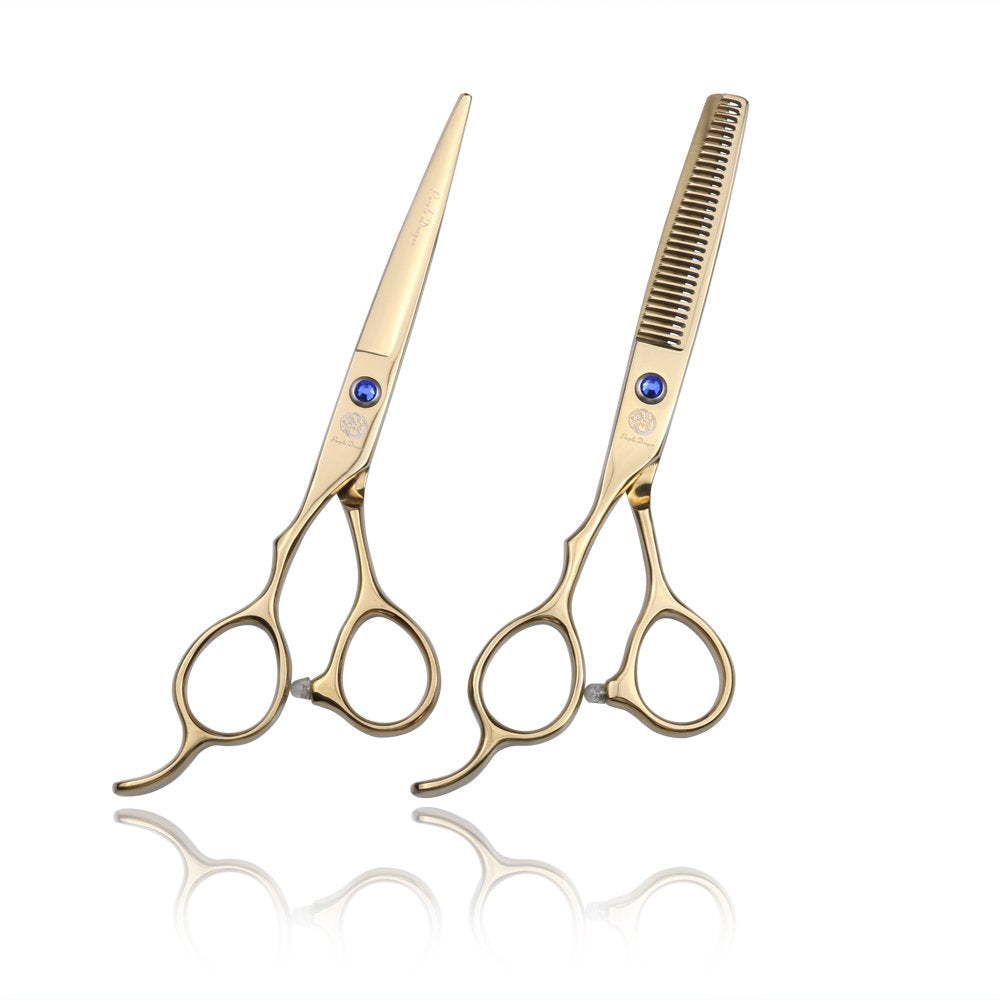 Purple Dragon 6.0 inch Left Hand Barber Hair Cutting Scissor - Gold
