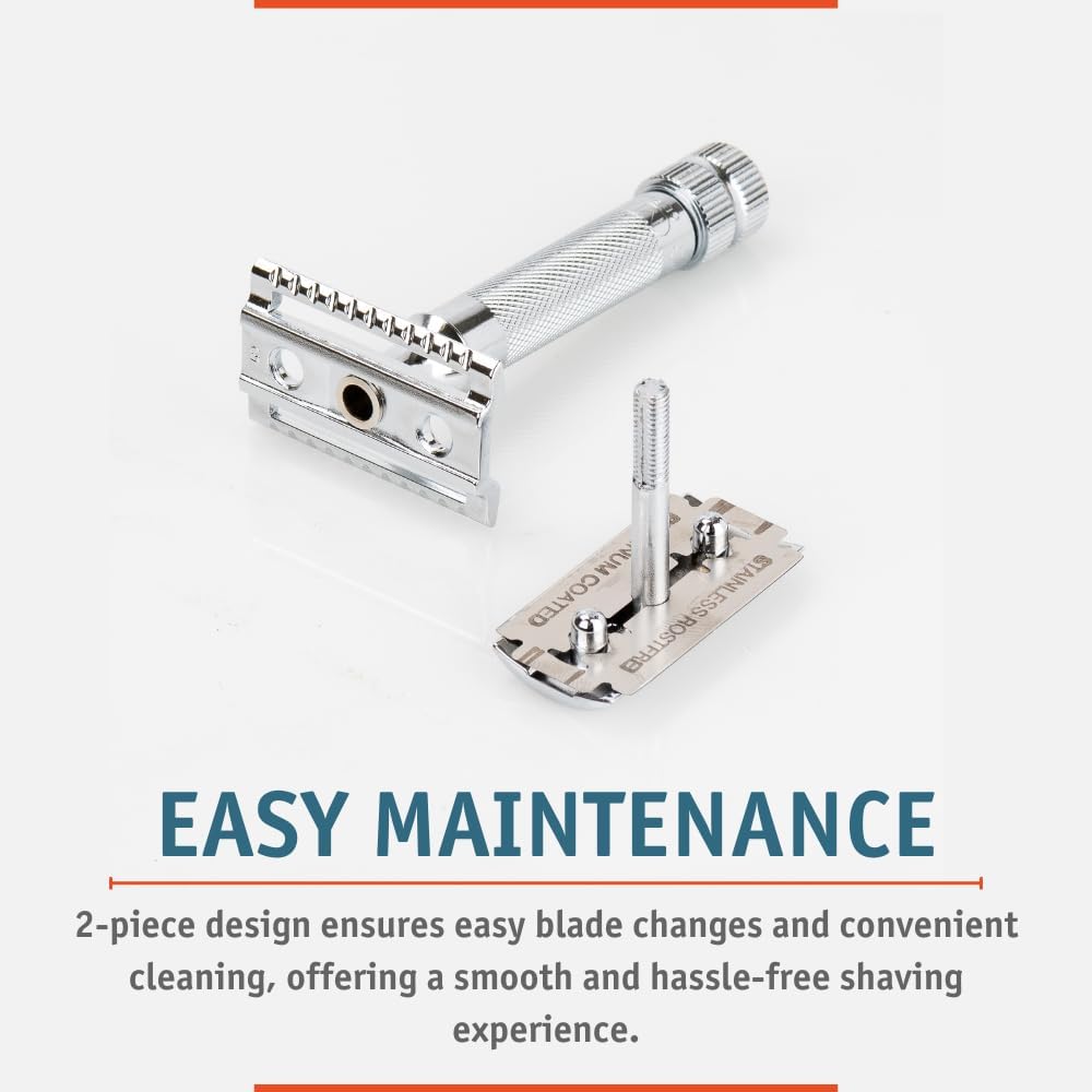 Merkur Mk34c Double Edge Razor with Heavy Duty Short Handle