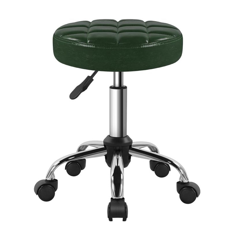 BFTOU Classic Swivel Stool with Wheel for Salon Work Home SPA Shop Height-Adjustable and Cost-Effective Rolling Stool Chair Small (Green)