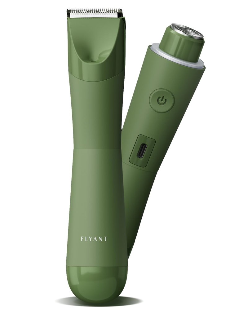 Bikini Trimmer for Women - 2 in 1 Waterproof Electric Shaver with LED Light | Green