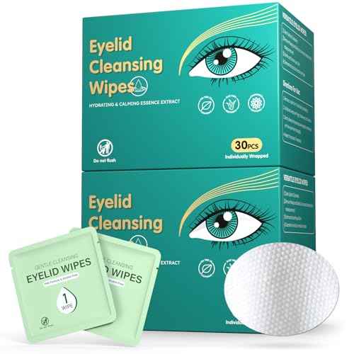 60PCS Eyelid Wipes for Dry Eyes & Blepharitis Relief, Tea Tree Oil Eye CleansingWipes, Soothes Face Cleansing, Dual Use Eyelid & Lash Wipes, Daily Eye Care for Women Men, Travel Essentials