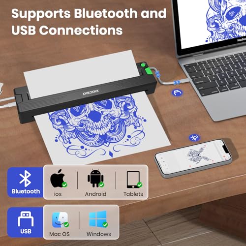 2026 New Tattoo Stencil Printer Machine with Tattoo Transfer Paper,for Tattoo Beginners&Artists,Portable Thermal Inkless Wireless Printer,Compatible with Phone/Pc&Pad