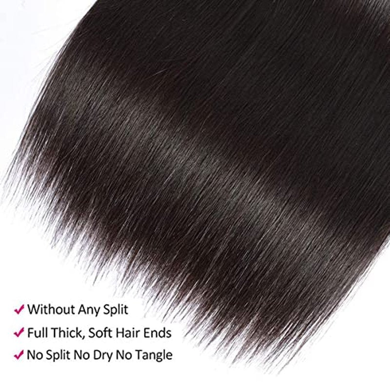 Straight 3 Bundles Human Hair 100% Unprocessed 12A Brazilian Hair 24 24 24 Inch Double Weft Natural Black
