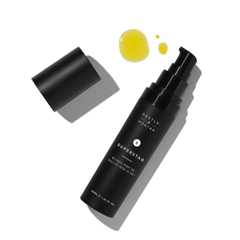 Pestle & Mortar Superstar 2% Retinoid Night Oil, Overnight Face Serum, Anti Aging, Reduces Wrinkles & Fine Lines with Vitamin E, Vitamin C and organic oil 1 Fl Oz