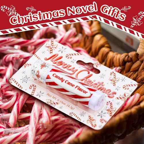 30 Pack Christmas Candy Cane Peppermint Lip Balms Bulk Peppermint Flavor Scented Lip Balms Favors Christmas Party Gifts Stocking Stuffers for Women Men Staffs Employee Coworkers Homeless