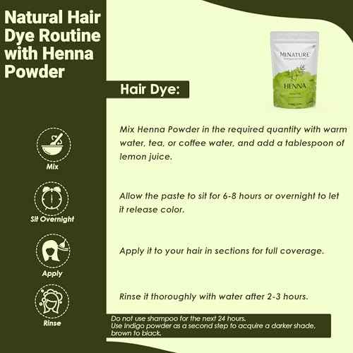 Mi Nature Pure Henna Powder (Lawsonia Inermis) 227g (8 oz)- Natural Plant-Based Hair Coloring & Conditioning Treatment - Herbal Hair Care Formula - No Added Preservatives