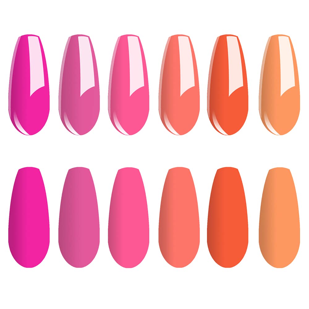 Vishine Gel Nail Polish Set -Hot Pink & Pumpkins Tones - Bright Orange Fuchsia Solid Nail Gel Colors Home Gel Nail Art Manicure Set 8ml