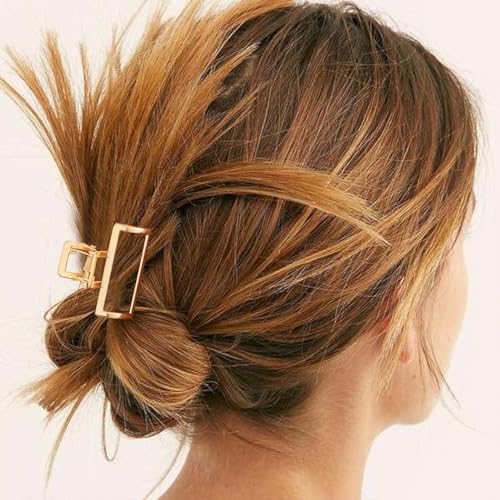BARTOSI Gold Claw Clips Small Hair Clips Metal Hair Claw Clip Cute Hair Accessories for Women and Girls (Pack of 3)