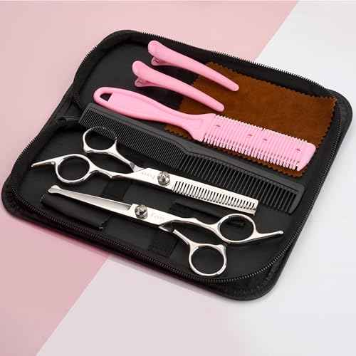 Hair Cutting Scissors Thinning Shears Set for Kids, Fcysy 6 in Children Safety Round Tip Haircut Shears Kit, Stainless Steel Hair Cutting Tools for Toddlers, Boys & Girls Home Use Grooming