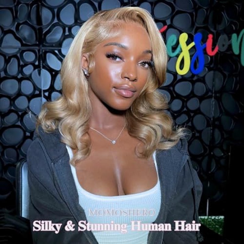 F27/613 Blonde Highlight Human Hair Bundles Body Wave, 13A Soft Honey Blonde Body Wave 3 Bundle Healthy 100% Virgin Hair #27/613 Highlight Mix Colored Wavy Weave for Women 3pcs 10 12 14 Inch