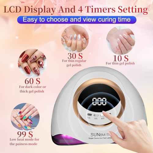 UV LED Nail Lamp, 280W Professional UV Nail Dryer Light for Gel Nails with 66 Beads, Fast Curing Gel Polish Lamp Auto Sensor 4 Timer Setting, Nail Art Drying Tools for Fingernail and Toenail