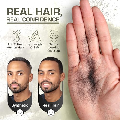 Hair Fibers for Thinning Hair - (1.05 Oz) Real Human Hair Building Fibers to Conceal Bald Spots and Thinning Hair, Root Touch Up and Volumizer, Black