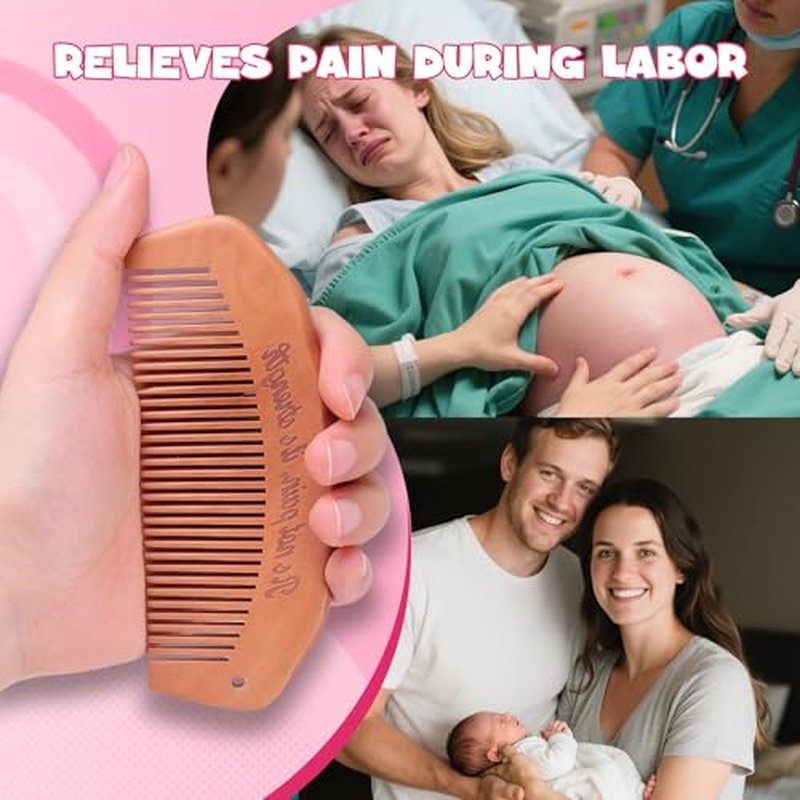 Birth Comb & Massage Roller Ball Kit for Women Labor and Delivery Essentials, Wooden Labor Comb Pregnancy Must Haves, Designed for Expectant Moms