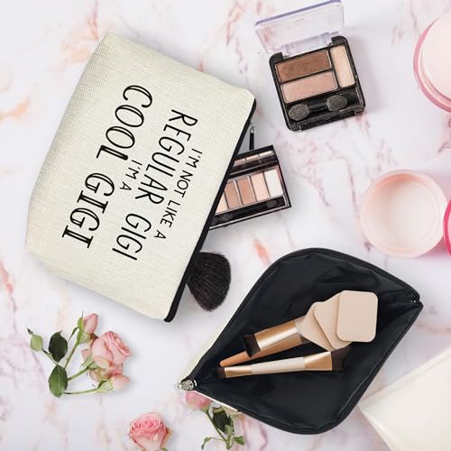 huester Gigi Gifts Makeup Bag, Gigi Gifts for Grandma Make Up Bag, Mothers Day Gifts for Gigi, Grandma Gifts, I¡¯m Cool Gigi Cosmetic Bag Travel Makeup Make Up Pouch Gifts for Gigi Grandma Purse