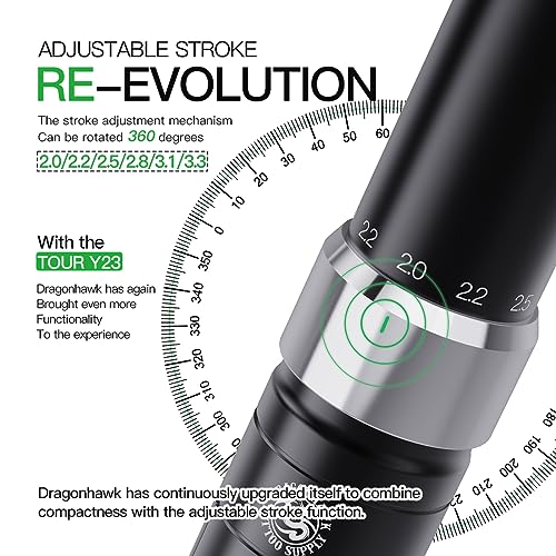 Dragonhawk Tattoo Kit, Tour Y23 Wireless Tattoo Kits Replaceable B2 Battery Tattoo Pen Machine Gun Kit with 6 Strokes Length Change for Beginner & Pro Aritsts Women Beauty