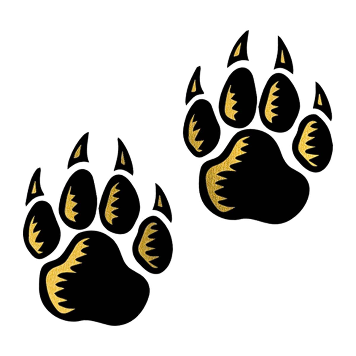Metallic Gold & Black Wolf Paw Prints Temporary Tattoos - Pack of 48 | Perfect for School Spirit & Cheerleading