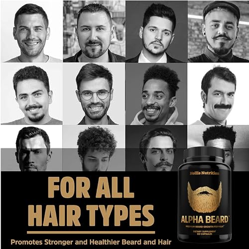 ALPHA BEARD Growth Vitamins | Biotin 10K MCG, Collagen, Keratin, Hyaluronic Acid, B-Complex, MSM | Beard DHT Blocker | Beard and Hair Growth Supplement for Men | Regrow Stronger, Healthier Facial Hair
