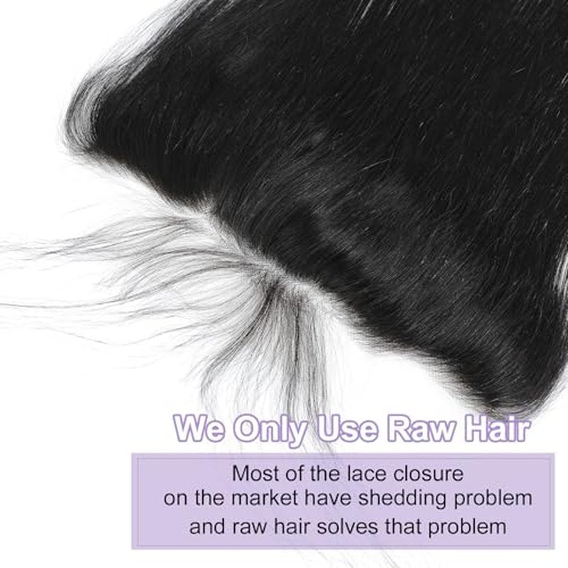 HD Frontal 13x6 Lace Frontal Straight Human Hair Transparent 13x6 Straight HD Lace Closure Big Long Space From Ear to Ear Free Part 100% Raw Virgin Human Hair Natural Black Color 14 Inch