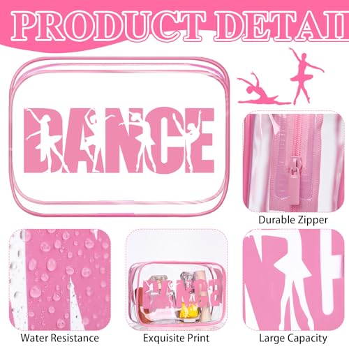 Kacctyen 12 Pcs Dance Makeup Bag Ballerina Lover Appreciation Gifts 7 x 4.7 x 2.4 Inches Cosmetic Bag Dance Snack Bags PVC Case Clear Toiletry Zipper Pouch for Women Ballet Team Ballet Party Xmas Gift