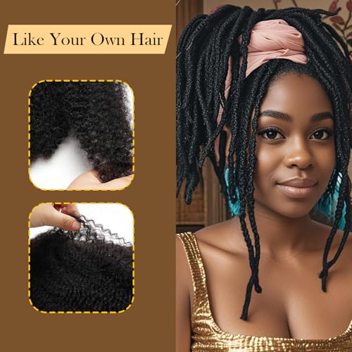 Afro Kinkys Bulk Human Hair 20Inch 60g/pack 100% Natural Black Human Hair For Making Micro Locs, Twists, Braids, Dreadlocks Extensions, Locs Repair, Crochet Braiding Hair