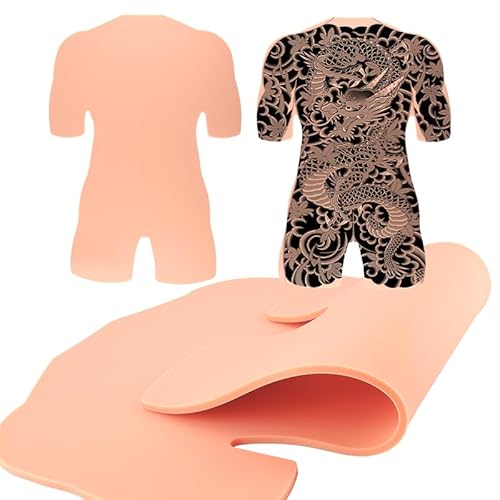 Full Back Tattoo Practice Skin - Soft Silicone, Both Sides, 6mm Thick, White, Water Repellent, Adult