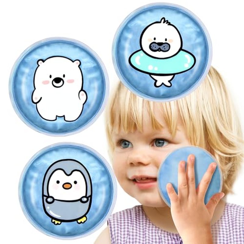 Large Kids Ice Packs for Boo Boos, 3 Packs Toddler Gel Ice Packs Wrap for Injuries Reusable, Hot Cold Compress for Children's Fever Pain Relief, Wisdom Teeth, First Aid, Bumps & Bruises