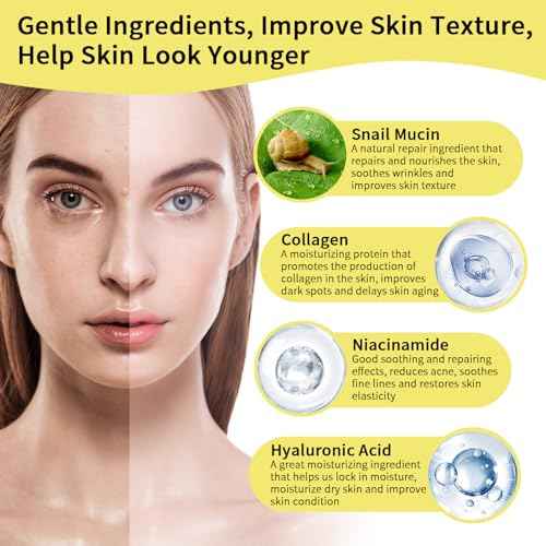 Advanced Snail Mucin Skincare Set For Teen Girls, Anti Wrinkle & Repair Face Skin Care Gift Set With Face Cleanser, Serum, Face Cream, Eye Cream, 4 PCS Peptides Snail Mucin Kit Travel Size For Women.