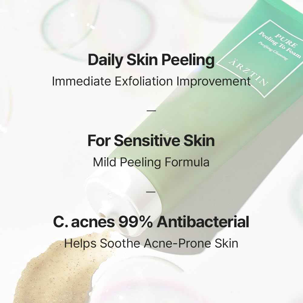 PURE Peeling To Foam, 4 oz. fl. Daily Scrubs Cleanser, Mild Peeling Gommage Natural Scrubs, BHA Exfoliating Moisture Foam Cleansing