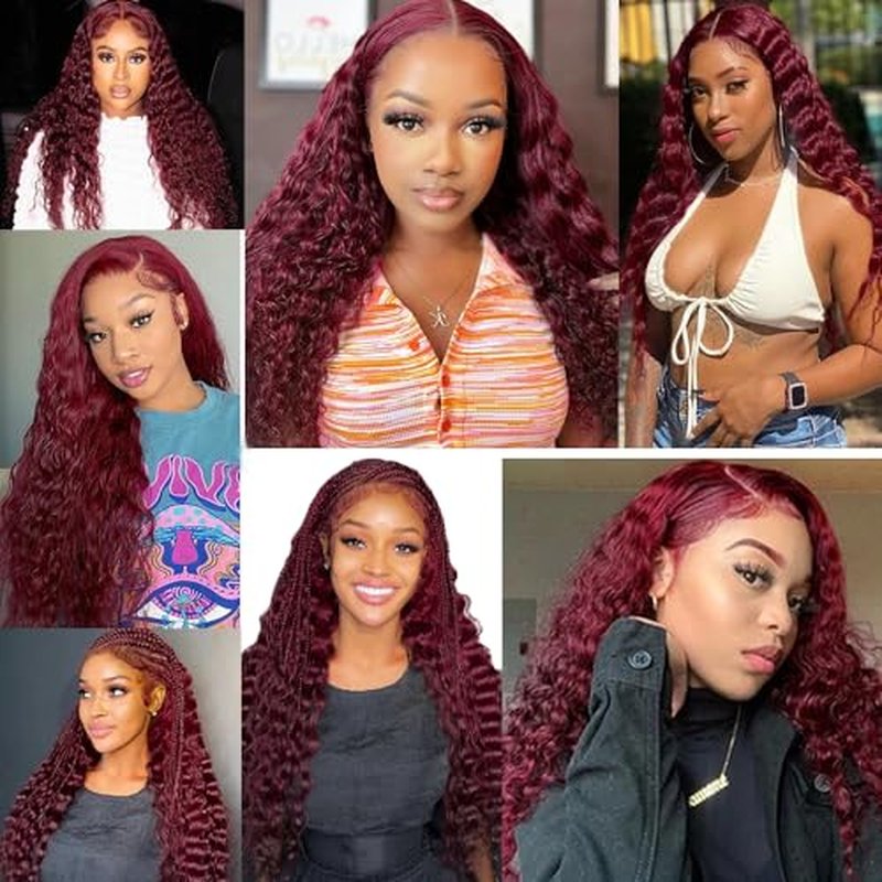 26 28 30 inch Burgundy Bundles Red Human Hair Bundles 99J Human Hair Bundle Burgundy Deep Wave Bundle Red Color