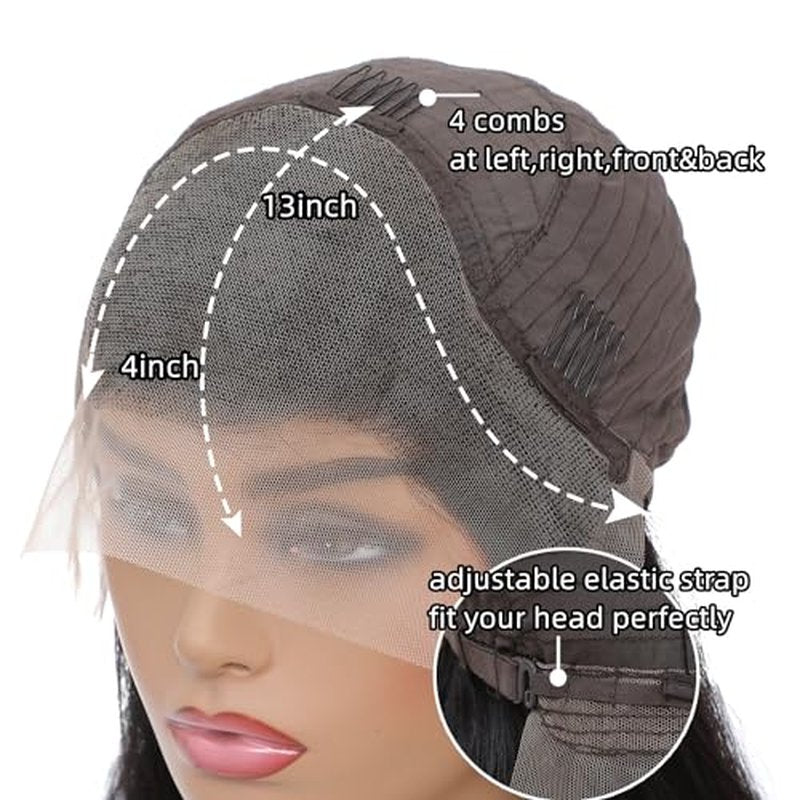 DULOVE Lace Front Wigs Human Hair 13x4 Straight HD Transparent Lace Front Wigs for Women Pre Plucked With Baby Hair 220 Density Glueless Natural Color 22inch