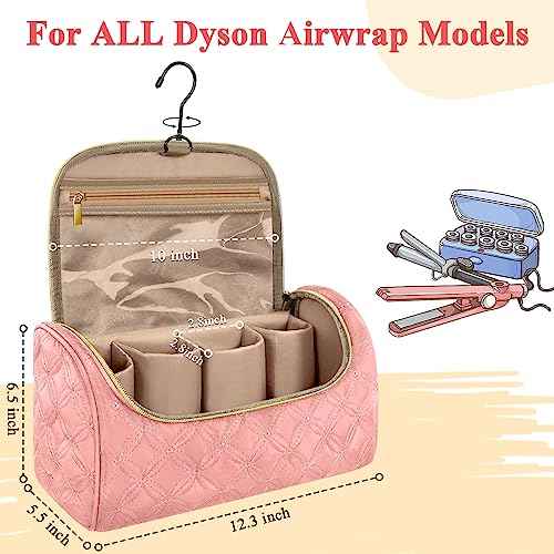 Mancro Padded Carrying Case Compatible with Shark Flexstyle Complete Styler and Attachments, Air Wrap Case fit for Shark Hair Styler with Metal Hanging Hook for Diffuser and Flexstyle Attachment, Pink
