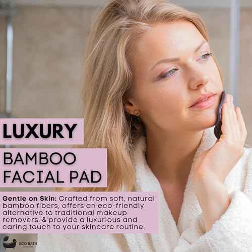 Eco Bath London Reusable Makeup Remover Pads - Set of 12, Natural Bamboo Cotton, Eco-Friendly, Soft and Washable Makeup Removal Pads