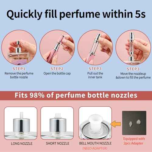 2pcs Travel Perfume Bottle Refillable, Cologne Travel Size Atomizer Bottle,Refill Perfume Dispenser Container,Mini Spray Pump Scent Case For Men And Women, 5ml (Sky Blue & Pink)