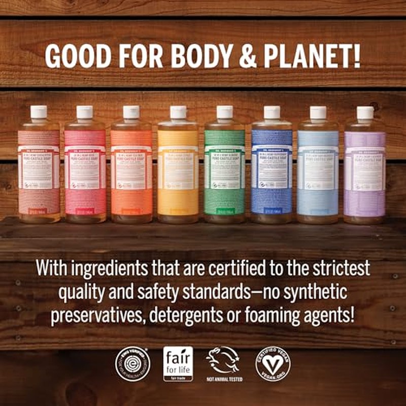 Dr. Bronner¡¯s Pure-Castile Magic Liquid Soap - Made with Regenerative Organic Certified Oils - 18-in-1 Uses for Face, Body, Hand, Hair- Gentle on Sensitive Skin - All Natural Body Wash- Lavender, 32oz