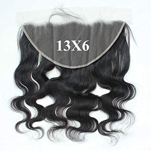 13X6 Ear To Ear Full Lace Frontal Closure - 14 Inch Natural Color, Pre-Plucked Body Wave Human Hair