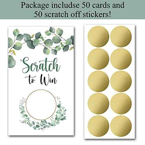 Haizct 50 Pack Eucalyptus Party Blank Gift Certificate Scratch Off Cards for Small Business, Spa Beauty Makeup Hair Salon, Baby Shower, Bridal Shower, Raffle Ticket, Country Wedding-GK079