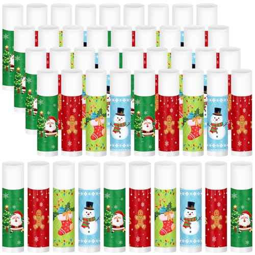 Sosation Holiday Christmas Lip Balm Bulk Jasmine Flavored Christmas Gifts Stuffer Moisturizing Lip Balms Stocking Gift, Lip Care, Christmas Party Supplies(40 Pcs)