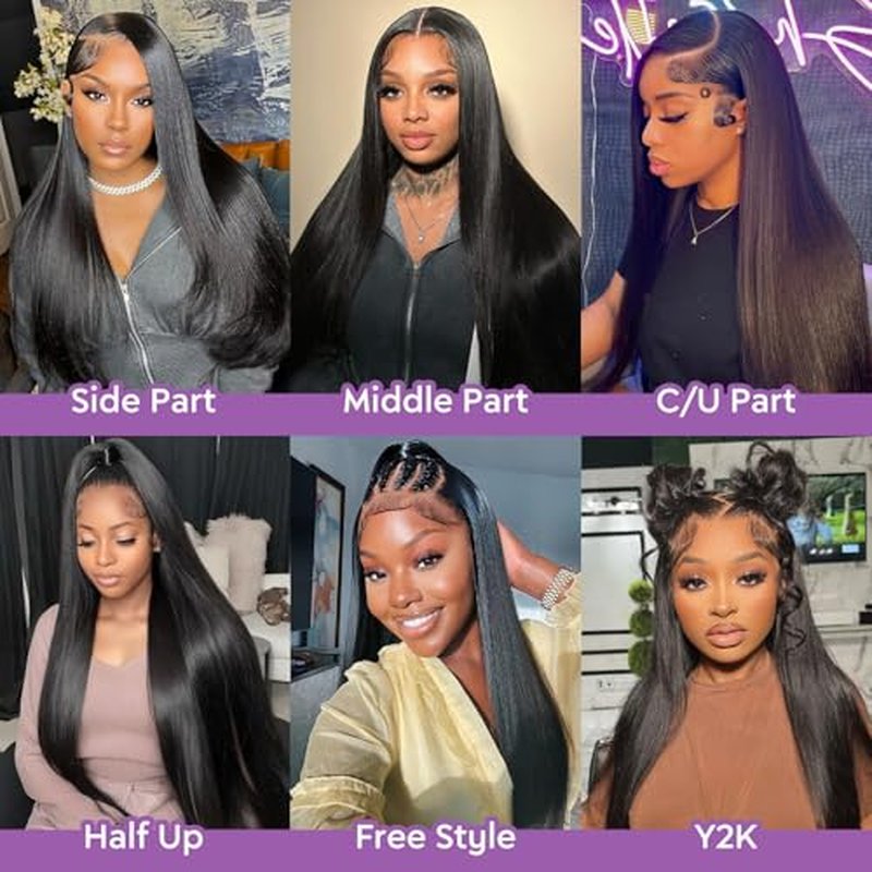 24Inch Straight HD Lace Front Wigs Human Hair Pre Plucked 210 Density 13x6 Glueless Bone Straight Human Hair Wigs For Black Women Transparent Lace Frontal Wig With Baby Hair