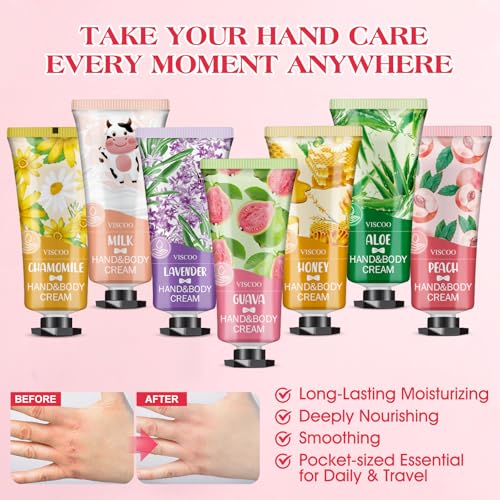 7 Pack Hand Cream Gifts Set for Women,Stocking Stuffers for Women,Teengirls,Christmas Gifts Bulk Gifts,Small Gifts,Mini Moisturizing Hand Lotion Travel Size in Bulk for Dry Cracked Hands
