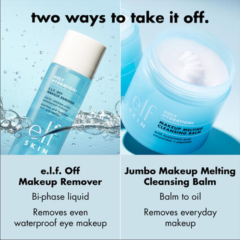 e.l.f. SKIN Holy Hydration Cleansing Balm - Jumbo Makeup Remover & Face Cleanser with Hyaluronic Acid | 3.5 Oz