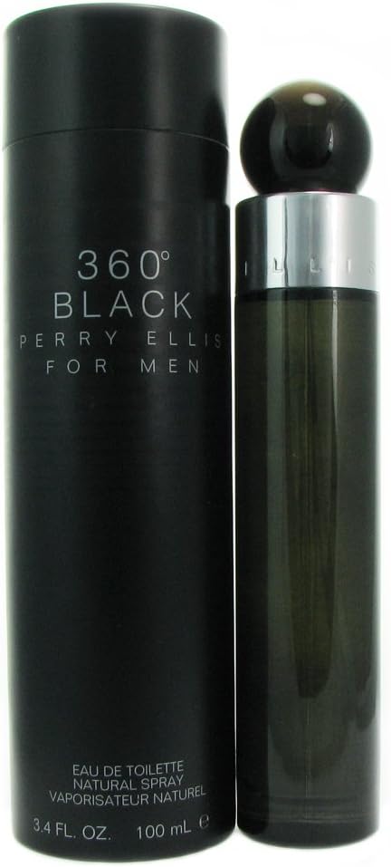 Perry Ellis 360 Black Eau De Toilette Spray for Men - 3.4 Ounces | Fresh, Masculine Fragrance