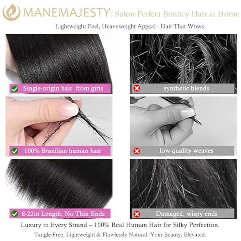 14A Virgin Human Hair Bundles 3pcs/set 240g 10 12 14 Inch Natural Color Straight Hair Extensions - Long-Lasting, Brazilian Raw Remy Human Hair for Volume & Luxurious Styles