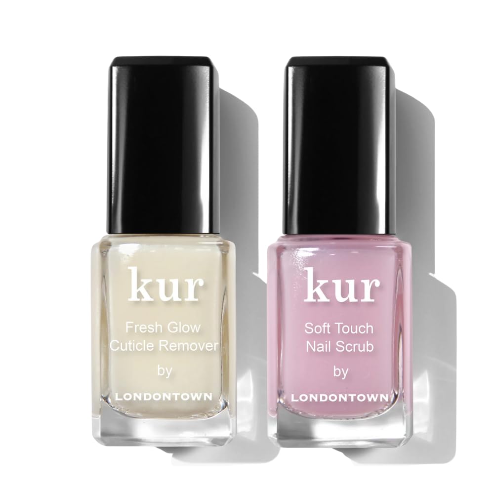 LONDONTOWN Clean Up Cuticles Set – Exfoliate Dry Skin & Remove Buildup with Fresh Glow Cuticle Remover and Soft Touch Nail Scrub for Smooth, Refreshed Nails 4 fl oz