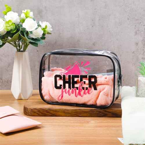 Abbylike 24 Pcs Cheer Gifts Cosmetic Bag 7 x 4.7 x 2.4'' Makeup Bag Cosmetic Toiletry Zipper Pouch Clear Zipper Case for Cheerleaders Women(Cheerleaders)