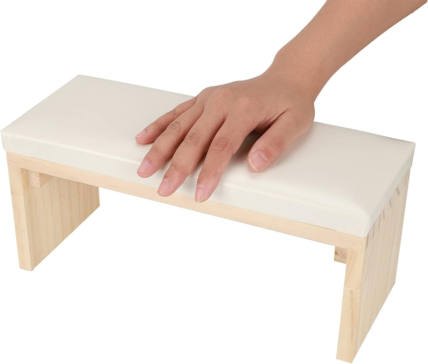 Nail Art Hand Pillow Mat - PU Leather Nail Arm Rest Cushion for Manicure | White