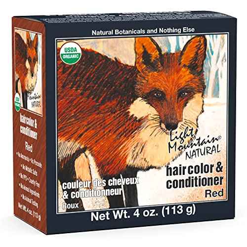 Light Mountain Henna Hair Color & Conditioner ? Red Hair Dye, Organic Henna Leaf Powder and Botanicals, Chemical-Free, Semi-Permanent Hair Color + 4 Hair Clips