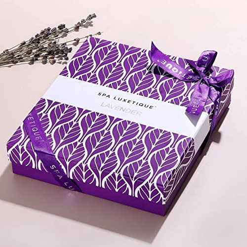Spa Luxetique Lavender Spa Set, Bath Set for Women Gift, Relaxing Home Spa Kits Includes Body Lotion, Shower Gel, Bubble Bath, Hand Cream, Birthday Gifts for Women,Mothers Day Gifts