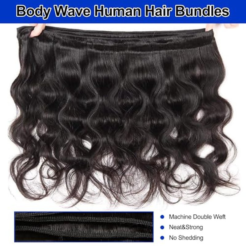 Body Wave Bundles Human Hair 20 22 24 Inch 3 Bundles Natural Color Brazilian Virgin Hair Weave 12A 100% Unprocessed Real Human Hair Extensions For Women