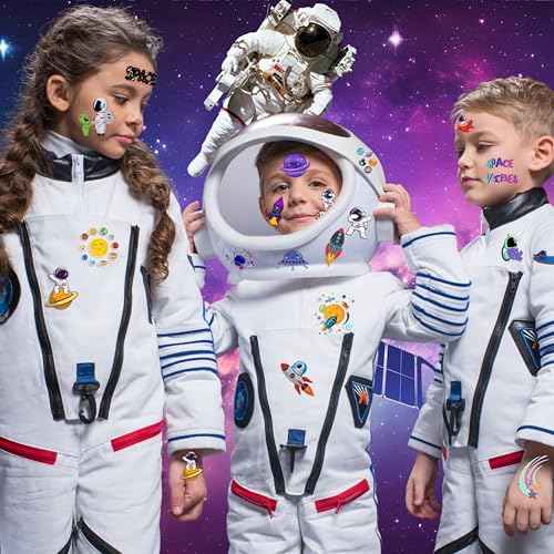 96PCS Galaxy Pre-Cut Temporary Tattoos for Kids - Outer Space Themed Birthday Party Supplies, Cute Stickers for Boys & Girls, Fun Party Favors, Classroom Prizes, Christmas Gifts