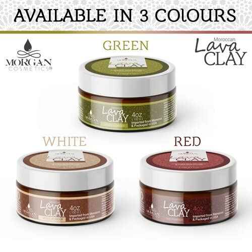 Morgan Cosmetics Moroccan Red Clay Powder – Red Clay Mask for Face – Organic Clay Powder Mask – Clay Mask for Acne, Silky Smooth Skin - 4 Oz Moroccan Powder (100 Grams)